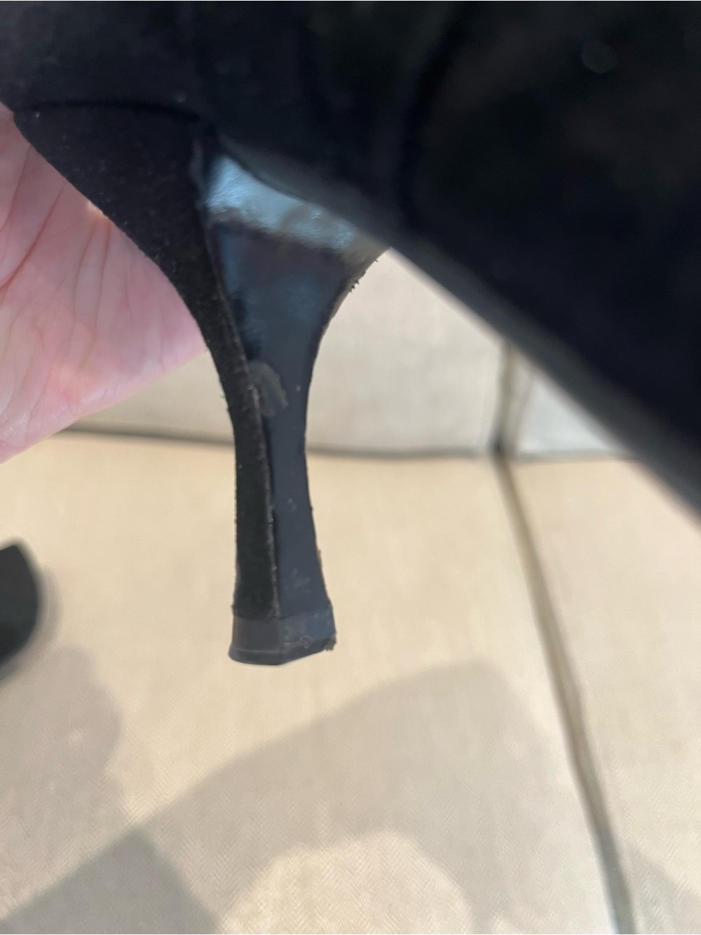 Prada Black Suede Pumps with Gold Logo Bow - Picture 5 of 10